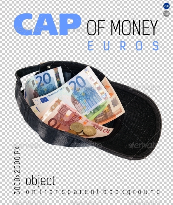 Cap of Money (Euros) on Transparent Backgrounds - Isolated Objects