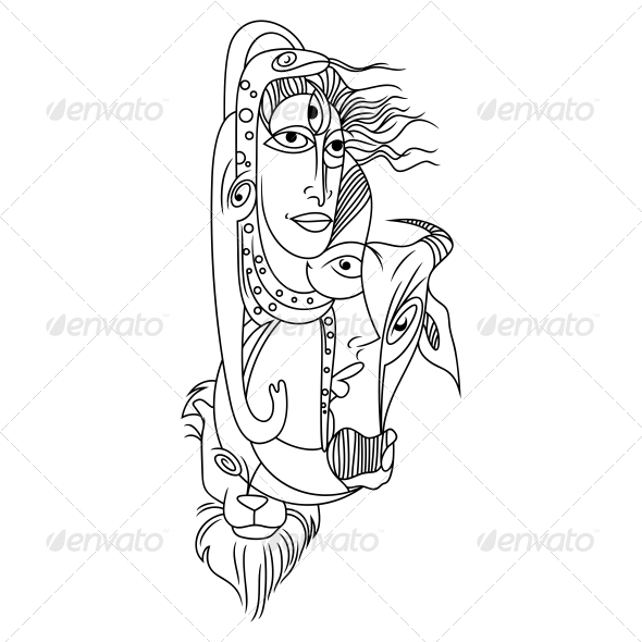 Hindu Lord Shiv-Parvati Religious Vector Design - Religion Conceptual