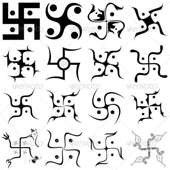 Hindu Religious sign Swastika -Vector Designs Pack - Religion Conceptual