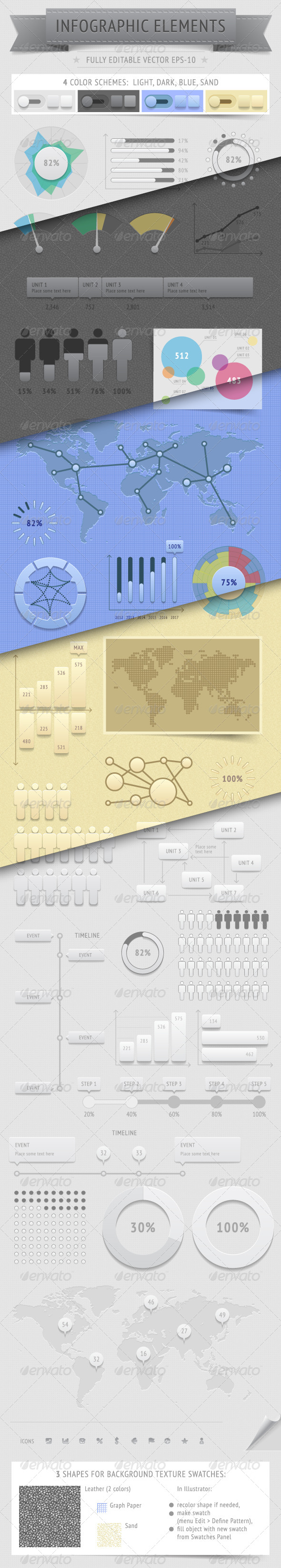Infographics Design Elements: 4 Color Schemes - Infographics