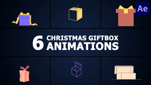 Christmas Giftbox Animations | After Effects Elements template preview