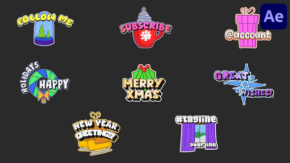 Christmas Logo Badges for After Effects Logo Stings template preview