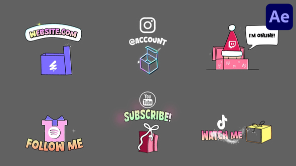 Christmas Giftbox Social Media Lower Thirds | After Effects Elements template preview