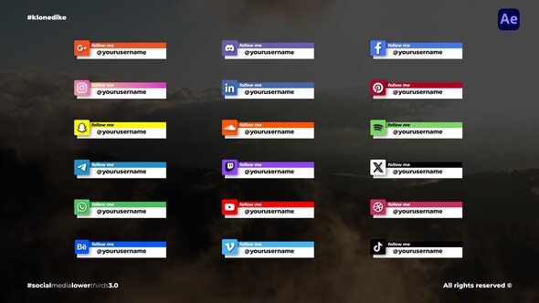 Social Media Lower Thirds 3.0 Elements template preview