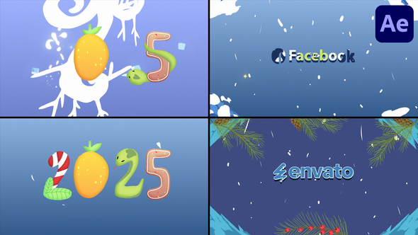 Merry Christmas Snake Logo | After Effects Logo Stings template preview