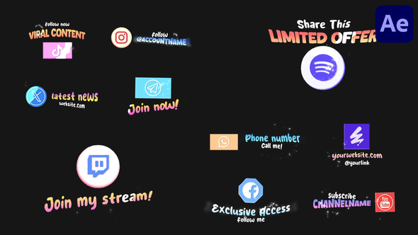Xmas Social Media Lower Thirds for After Effects Elements template preview