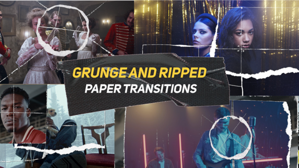 Grunge And Ripped Paper Transitions broadcast-packages template preview