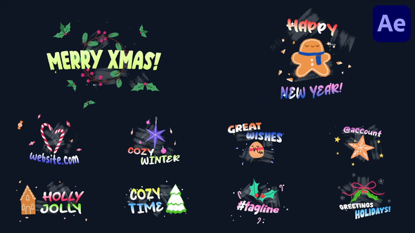 Cartoon New Year Titles for After Effects Titles template preview