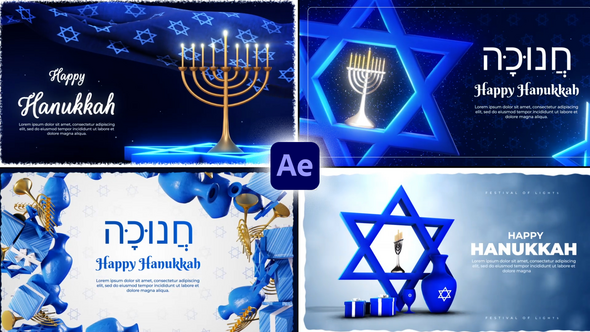 Hanukkah Greetings Pack Titles template preview