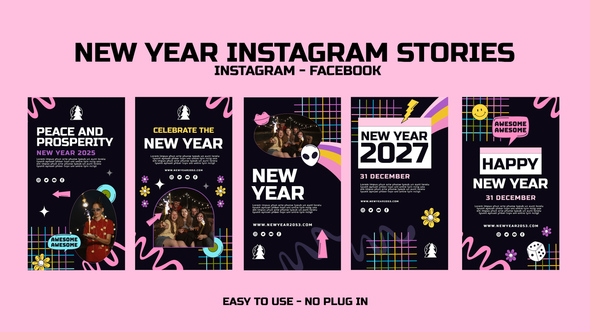 New Year Instagram Stories Openers template preview