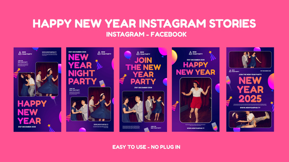 Happy New Year Instagram Stories Openers template preview