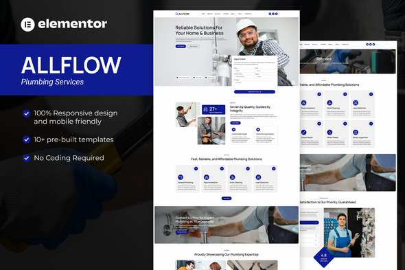 Allflow - Plumbing Services Elementor Pro Template Kit