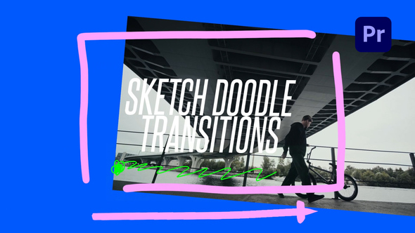 Colorful Doodles Transitions Premiere Pro template preview