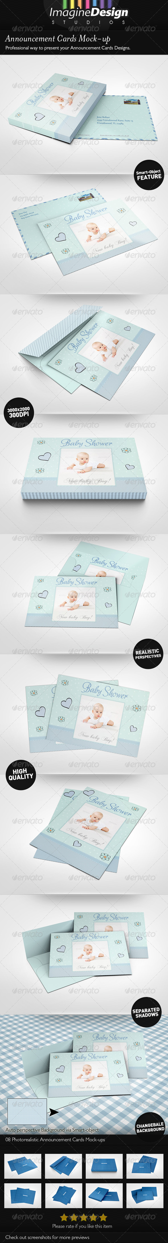 Announcement Cards Mock-Ups - Miscellaneous Print