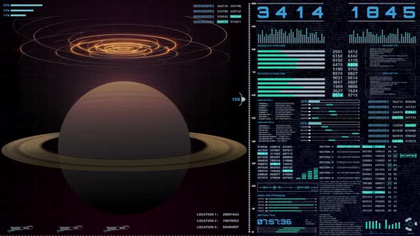 HUD Futuristic UI Interface Saturn Ring Scanning Panel For Cyber Space Technology