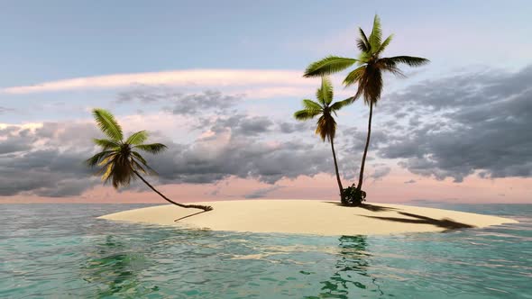 Tropical island with palm trees in the sea
