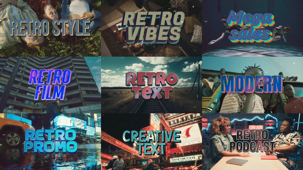 Vintage Retro 09 Text Intro Pack MOGRT Premiere Pro template preview