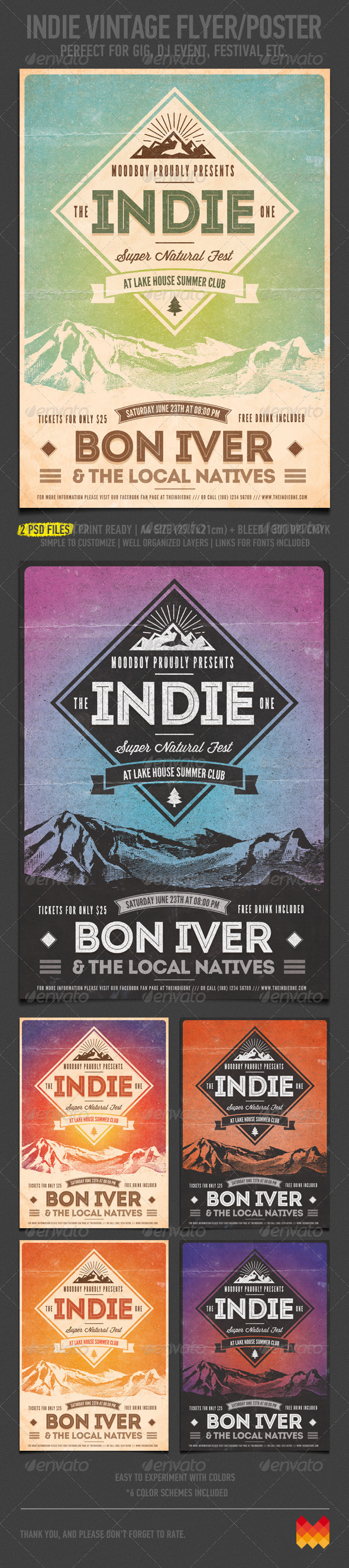 Indie Vintage Flyer/Poster - Concerts Events