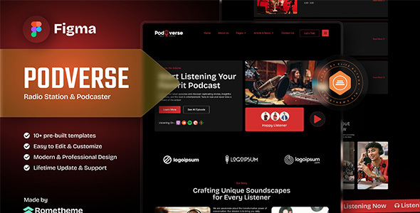 Podverse - Radio Station & Podcaster Figma Template