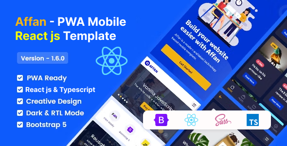 Affan - PWA Mobile React js Template