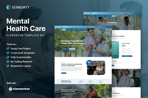 Serrenity - Mental Health Care Elementor Template Kit