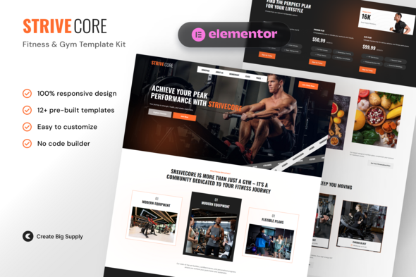 StriveCore - Fitness & Gym Elementor Template Kit