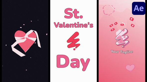 St. Valentine's Day Vertical Logo | After Effects Logo Stings template preview
