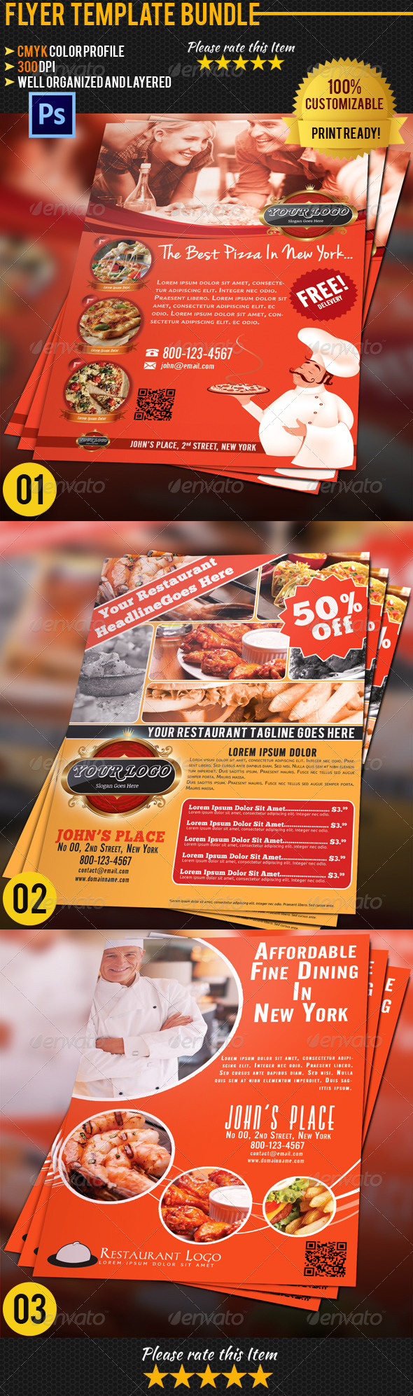 Restaurant Flyer Bundle 01 - Restaurant Flyers