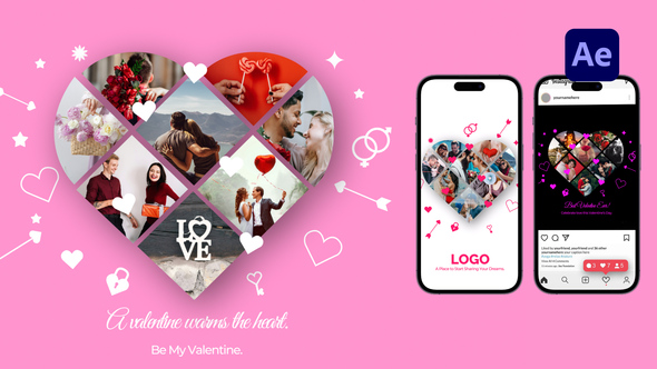 Valentine's Day Photo Collage Intro Openers template preview