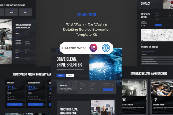 WishWash -  Car Wash & Detailing Service Elementor Template Kit