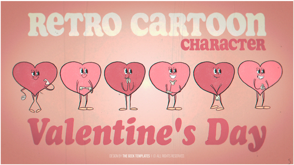 Retro Cartoon Character - Valentine's Day Elements template preview