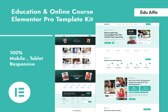 EduAlfa - Education & Online Course Elementor Pro Template Kit