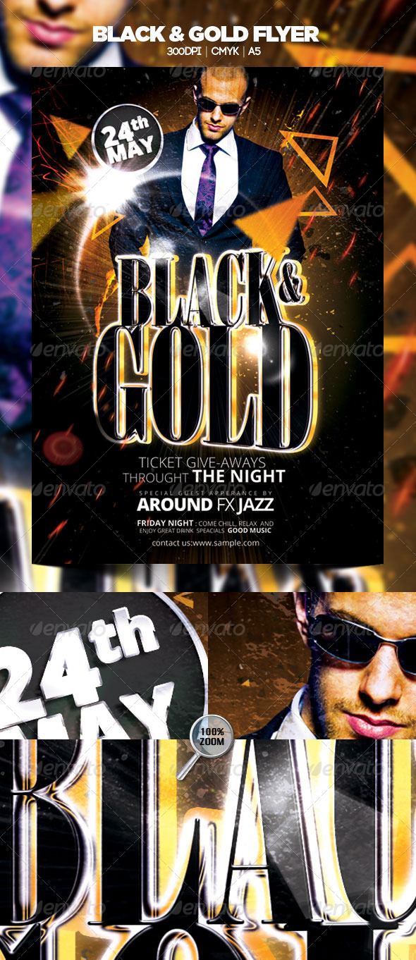 Black & Gold Flyer - Clubs & Parties Events
