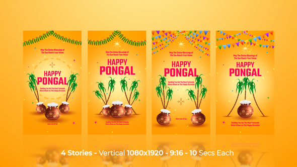 Happy Pongal Greetings Instagram Stories Openers template preview