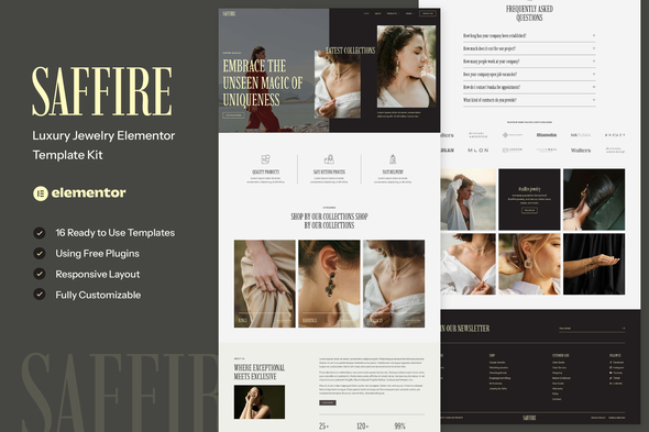 Saffire - Luxury Jewelry Elementor Template Kit