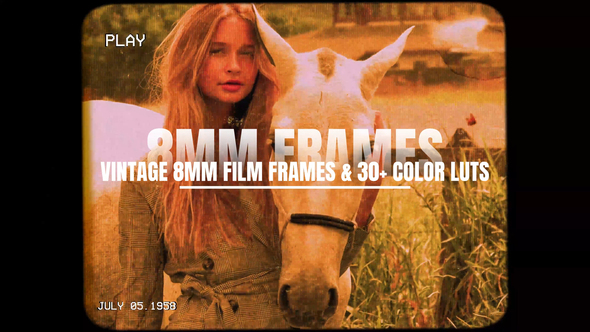 Vintage 8MM Film Frames & 30+ Color LUTs Elements template preview