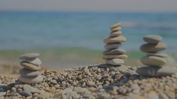 Zen Balanced Stones on the Shore alt