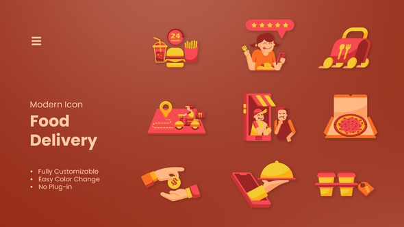 Food Delivery Icon Elements template preview