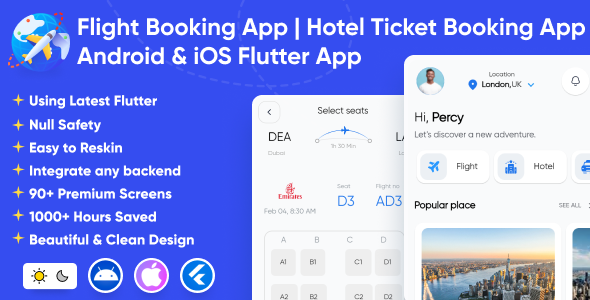 Flight Booking App | Hotel Ticket Booking App | Flight Ticket Booking App Android & iOS Flutter App