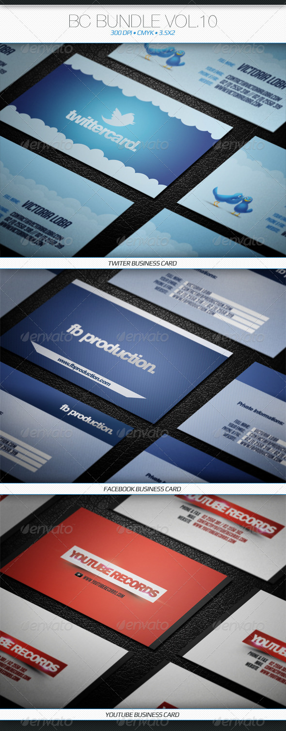 3in1 Business Cards Bundle #10 - Business Cards Print Templates