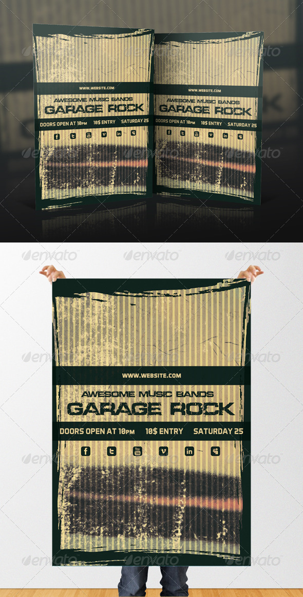 Garage Rock Flyer Design - Clubs & Parties Events
