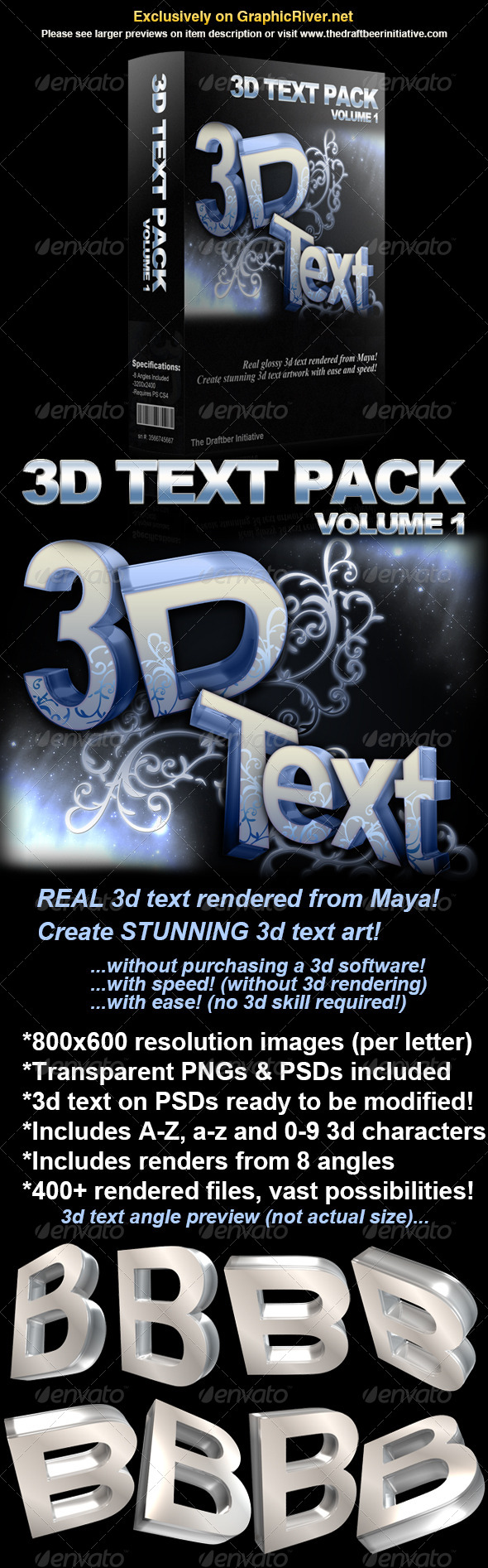 Glossy 3d Text Pack - 3D Backgrounds