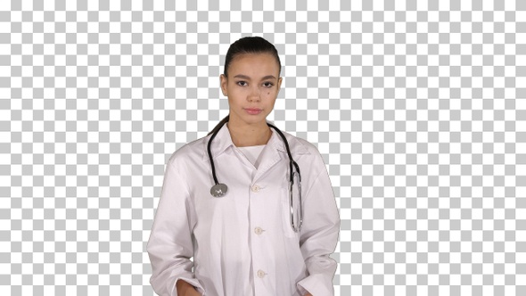 Therapist doctor woman going straight, Alpha Channel alt