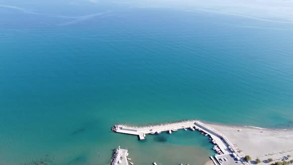 Aerial Nature Greek Landscape with Sea or Ocean Bay and Empty Sand Beach alt
