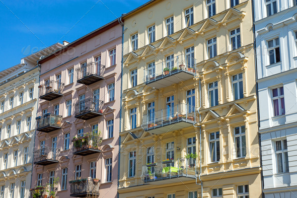 Nice restored houses in Berlin - Stock Photo - Images