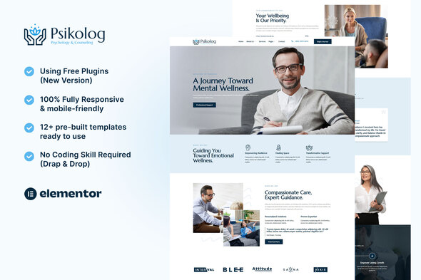 Psikolog - Psychology & Counseling Elementor Template Kit