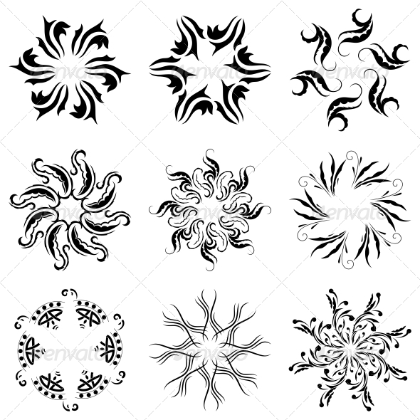 Circular Floral Designs - Vector Pack - Flowers & Plants Nature