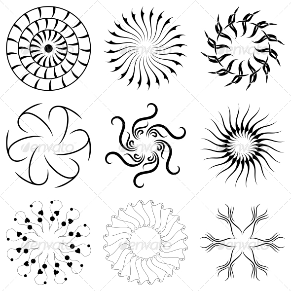 Circular Floral Designs - Vector Pack - Flowers & Plants Nature