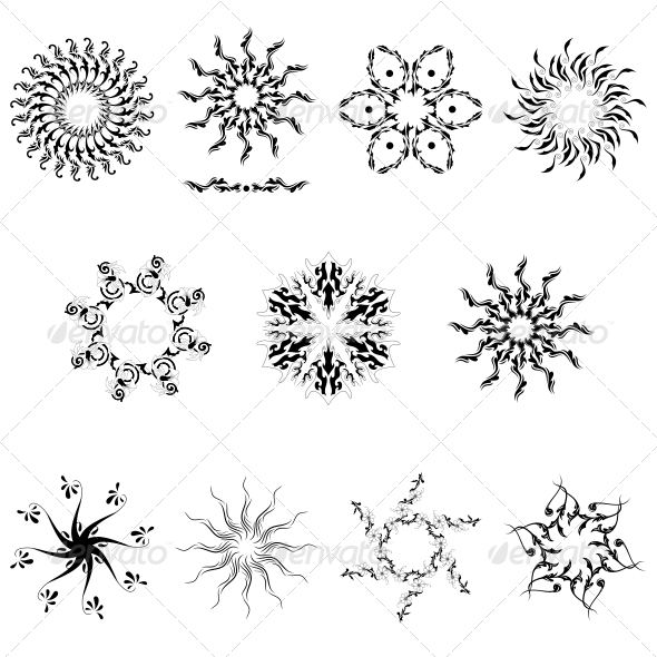Circular Floral Designs - Vector Pack - Flowers & Plants Nature
