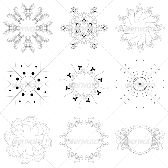 Circular Floral Designs - Vector Pack - Flowers & Plants Nature